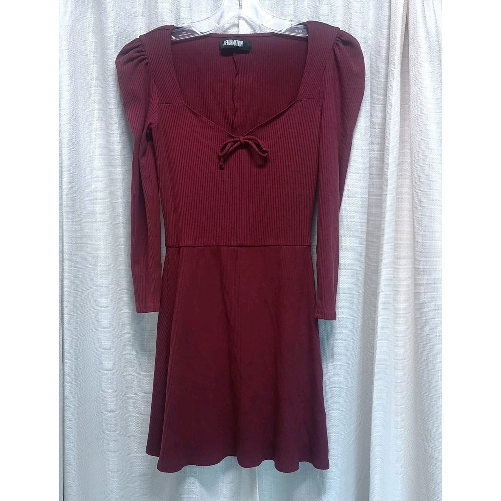 Reformation Size M Annabella Ribbed Knit‎ Sweetheart Neckline Fit Flare Dress